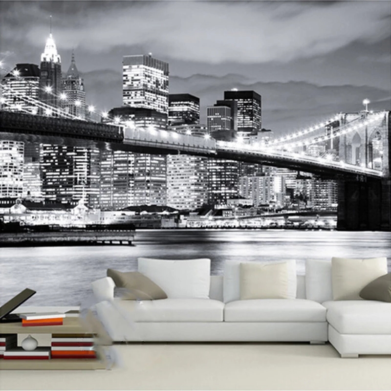 3D Printing York - Aangepaste muurschildering Nachtzicht Manhattan Brug New